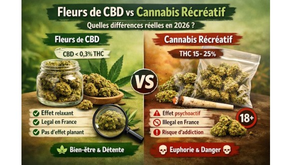Fleurs de CBD vs Cannabis récréatif : quelles différences réelles en 2026 ?